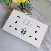 UK 13A Blanc grands interrupteurs et prises à bascule électriques, USB type-c Prise murale à charge rapide prise murale interrupteur mural