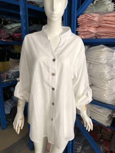Top a Maniche Lunghe da <span class=keywords><strong>Donna</strong></span> Moda Primavera Estate Camicia Casual da Signora <span class=keywords><strong>Camicette</strong></span> all'Ingrosso in <span class=keywords><strong>Cotone</strong></span> e Lino Taglie Forti con Tessuto di Seta - Product Image 6