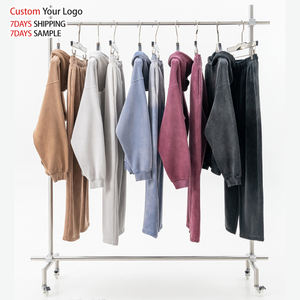 Sudadera con Capucha de Algodón Grueso para Invierno, Bordada, con Efecto Desgastado por el Sol, de Alta Calidad, Unisex, Personalizable con Impresión, Lisa, Talla Grande, Lavado Ácido - Product Image 1