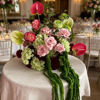 Boule de fleurs artificielles en soie bleue et blanche, style romantique, pour centre de table de mariage, décoration de fête d'anniversaire ou d'événement.