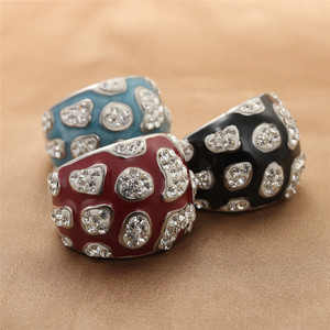 European American Style Titanium Steel <b>Ring</b> Multi Color Crystal Bezel Setting Retro Punk Unisex Jewelry 290131 - Product Image 1