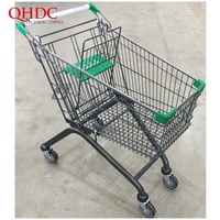 Chariot de supermarché, capacité de 100 litres, durable, zingué, antirouille, design pliable, chariot noir, modèle ISO/BSCI