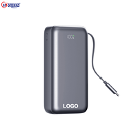 Batterie externe portable à charge rapide Pd45W avec logo personnalisé, 20000mAh, avec câble de charge rétractable