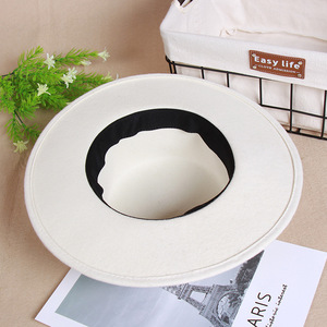Chapeaux Fedora en feutre de laine <span class=keywords><strong>blanc</strong></span> pour femmes en gros, chapeaux vintage à large bord, chapeau Pork Pie, chapeau jazz pliable - Product Image 6