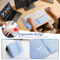 Tapis de souris ergonomique pliable avec logo personnalisé, en mousse, avec base en caoutchouc antidérapante pour ordinateur portable, clavier et souris de bureau