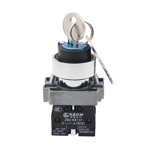 Penjualan Langsung Pabrik Saklar Tombol Putar 2 Posisi Silver Contact Point XB2-BG65 Self-resetting 1NO+1NC Dengan Kunci - Product Image 1