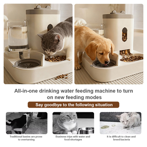 Çevre dostu katı desen otomatik kedi ve köpek maması dağıtıcı su çeşmesi ve depolama kasesi plastik Pet malzemeleri içerir - Product Image 4