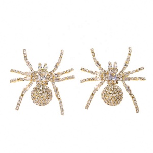 Pendientes de Acero Inoxidable con Diseño de Araña Estilo Hip-Hop para Mujer, con Diamantes de Imitación, Aro y Dije, Accesorio con Perla como Piedra Principal, para Halloween - Product Image 5