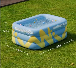 สระว่ายน้ำเป่าลม PVC รูปวงรี ขนาดใหญ่ สำหรับผู้ใหญ่และเด็ก หนาพิเศษ พับเก็บได้ กันน้ำ ทนทาน ใช้กลางแจ้งและในบ้าน - Product Image 3