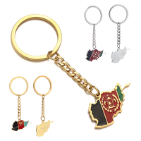 Carte de l'Afghanistan Souvenir Porte-clés Médaille Cadeaux DIY Afghan Porte-clés Ornement Bracelet Métal Afghanistan Drapeau Collier Afghanistan