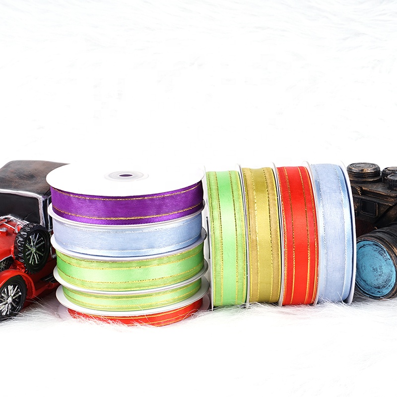 Factory Custom Logo Double Face High Tenacity Organza Ribbon Personalized Printing Decorative Gift Ribbon Roll