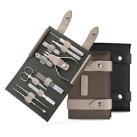 Kit de manucure et pédicure professionnel de luxe, 10 pièces/ensemble, outils de soin des ongles portables pour voyage, avec sac en acier inoxydable et en cuir PU