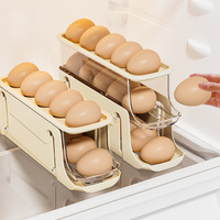 Boîte de rangement pour œufs à trois niveaux, grande capacité, pour porte latérale de réfrigérateur, avec plateau à œufs coulissant