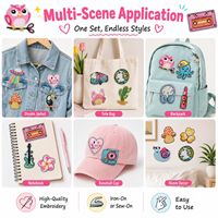 Lot de patchs brodés thermocollants et à coudre Kawaii rétro mignons en forme de cœur, OVNI, guitare, cassette, appareil photo, pieuvre, toucan