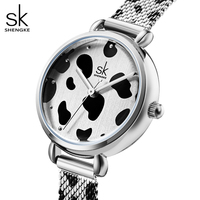 Reloj de Lujo para Mujer con Estampado de Leopardo, Correa de Malla de Acero Inoxidable, Esfera Pequeña, Reloj de Pulsera de Cuarzo para Uso Diario