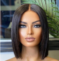 Perrque Humaine Coupée au Carré Court Bob SDD avec Dentelle Frontale HD 13x4 sans Colle, Perruques Courtes Ondulées Droites Couches Type Pixie