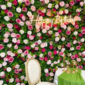 Sunwedding yeni ürün fabrika toptan yapay renkli çiçek duvar düğün dekorasyon için