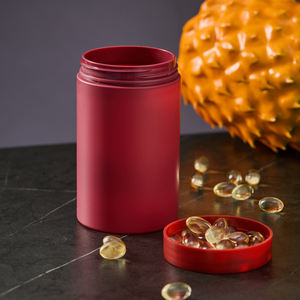 Récipient en plastique mat mince et haut, couleur personnalisée, avec couvercle, compartiment pour vitamines, capsules, médicaments au toucher doux - Product Image 4