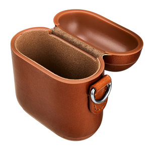 Funda para auriculares de negocios de gama alta perforada de cuero genuino para <span class=keywords><strong>AirPods</strong></span> 1/2/<span class=keywords><strong>3</strong></span> Pro, funda protectora para auriculares móviles de Color sólido - Product Image 5