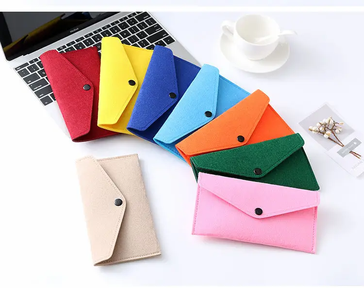 Modern Simple Felt Solid Color Mobile Phone Wallet Card Packaging Bag Storage Bag Jewelry Computer Sleeve Tablet Bag Pouch C