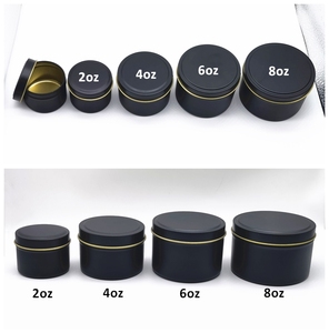 Bán Buôn 2Oz 4 Oz 8Oz Rỗng Vòng Matte Màu Đen Kim Loại Container Hộp Thiếc Có Thể Cho Nến Jar Với Nắp Nến <span class=keywords><strong>Tin</strong></span> - Product Image 2