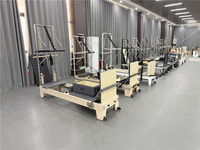 Cama de Pilates Reformer de Madera de Arce con Media Torre, Equipo de Gimnasio, Cama de Pilates Reformer de Madera de Arce con Media Torre
