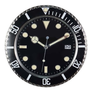 Round Metal Wall <b>Clock</b> Quartz Analog Luminous Needle Display Date Window Blue Black Decor for Living Room - Product Image 2