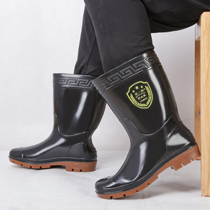 Botas de Lluvia de PVC Negras para Hombre, Altura Media, Suela de Goma Impermeable, Zapatos de Trabajo - Product Image 4