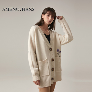 Suéter bordado 2022, cárdigan acogedor para <span class=keywords><strong>mujer</strong></span>, <span class=keywords><strong>lana</strong></span> de Cachemira - Product Image 4