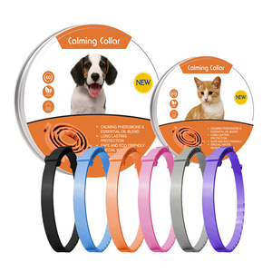 Colliers ajustables <span class=keywords><strong>CHANSON</strong></span> en polyester de 15 et 24,4 pouces avec phéromones pour animaux de compagnie, motif uni, livraison rapide, réduction de l'anxiété pour chats et chiens - Product Image 1