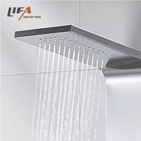 Ensemble de douche de pluie mural moderne à double poignée, finition brossée, panneau de douche en acier inoxydable avec massage