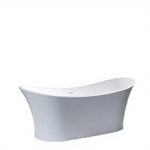 Vasca da Bagno Moderna di Alta Gamma in Acrilico e Pietra Artificiale, Freestanding, con Scarico, Superficie Solida Pura, Ecologica, Impermeabile, per Hotel - Product Image 2