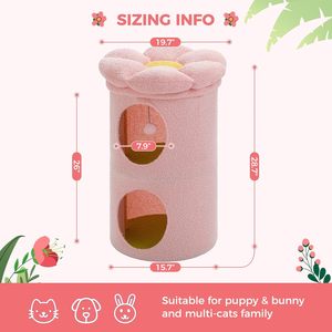 Cute 2 Level <strong>Cat</strong> Tree Tower House <strong>Cat</strong> Cave Condo Beds with Removeable Flower Bed <strong>Hideaway</strong> for Indoor <strong>Cats</strong> - Product Image 4