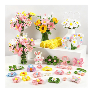 Kit de fournitures pour loisirs créatifs DIY, cure-pipes en velours de 7 mm pour projets artistiques éducatifs et activités de création de fleurs décoratives en cure-pipes - Product Image 6