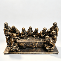 Statue antique en résine bronze de la Cène, sculpture religieuse, figurine de Jésus et de ses apôtres, décoration chrétienne pour la maison