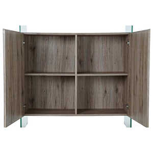 TEMPERED <b>GLASS</b> <b>SIDEBOARD</b> MDF 120X44X120 NATURAL - Product Image 3