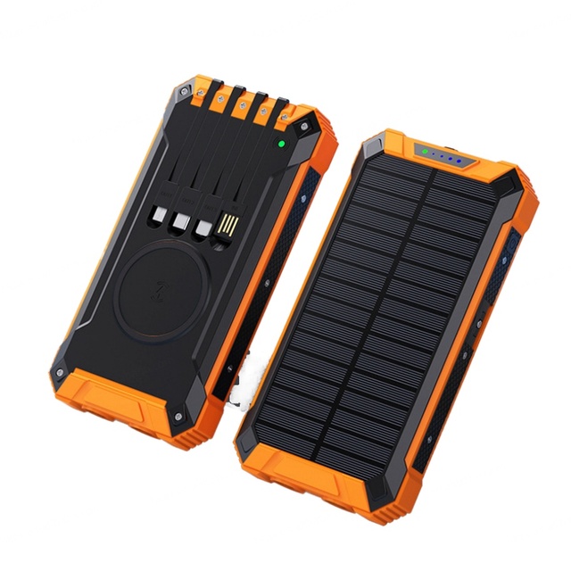 Portable Multifunction High Capacity Wireless Charging Solar Power Bank 20000 MAh Mobile Phone Outdoor Powerbank