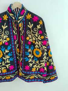 Chaqueta Suzani de Algodón Estilo Vintage, Bordado Boho Hecho a Mano, Ropa Exterior Informal y Festiva para Mujer, Bordado Uzbeko Étnico - Product Image 4