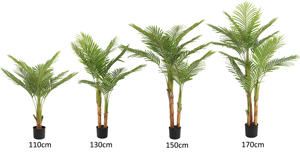 Faux Bonsai artificiale di canna d'oro palma con tre realistica pianta di palma per la casa decorazione per la casa di arredamento pianta - Product Image 3