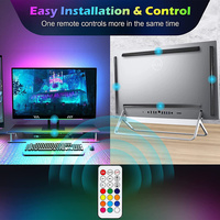 Luz Nocturna Ambiental RGB con Interruptor/Control Remoto, Lámpara de Mesa USB Regulable, Retroiluminación para Smart TV, Monitor de Juegos, Ritmo Sinfónico