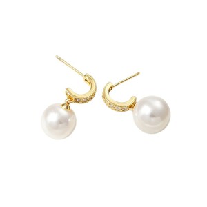Pearl <b>Stud</b> <b>Earrings</b> For Women S925 Sterling <b>Silver</b> Geometric Design Party Jewelry - Product Image 5