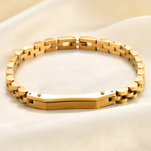 Correa de Reloj de Acero Inoxidable con Baño de Oro de 18K, 6 mm, Unisex, Diseño Geométrico, Ideal para Regalo - Product Image 1