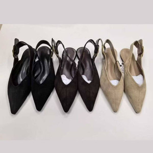 New Arrival Women's <b>Pointed</b>-<b>Toe</b> Casual Sandals Velvet Soft-Sole Ankle Strap Quality Daily Ladies <b>Flat</b> Heel Sandals - Product Image 1