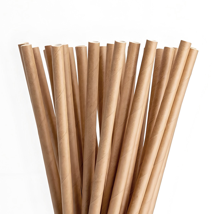High Quality Eco-Friendly Recyclable Biodegradable Disposable Drinking Straws 6*197mm for Milk Food Use White Kraft Paper