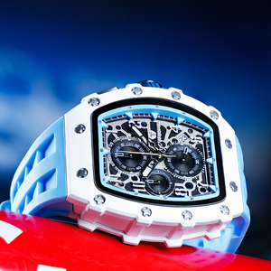 <span class=keywords><strong>Montre</strong></span> à quartz <span class=keywords><strong>TSAR</strong></span> BOMBA, fabrication directe, pour homme, <span class=keywords><strong>montre</strong></span>-bracelet de luxe de forme tonneau avec bracelet en silicone, pour la mode et les affaires - Product Image 2