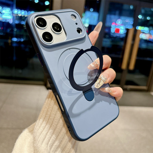 Coque de téléphone antichoc mate avec anneau magnétique et support pour iPhone 17 16 15 14 Pro Max, support intégré, dos givré en PC et TPU - Product Image 3
