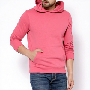 <b>Men's</b> <b>Pink</b> Hooded <b>Sweatshirt</b> Regular Fit Knitted Cotton Casual Pullover Solid Color Pocket Design Autumn Wear - Product Image 5