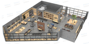 Meubles de magasin de vélos Kainice, armoire d'exposition pliable en <span class=keywords><strong>bois</strong></span> et métal sur mesure, présentoir d'équipement cycliste - Product Image 6