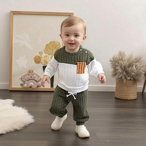 Pakaian Musim Semi Anak Laki-laki, Baju Pullover, Pakaian Bayi Bordir Kartun, Set Pakaian Anak Atasan Celana, Setelan 2 potong - Product Image 1