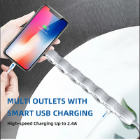 Multiprise de sécurité Vastfafa EU avec protection contre les surtensions, 16A, 5 prises CA et 4 ports USB-C, rallonge flexible